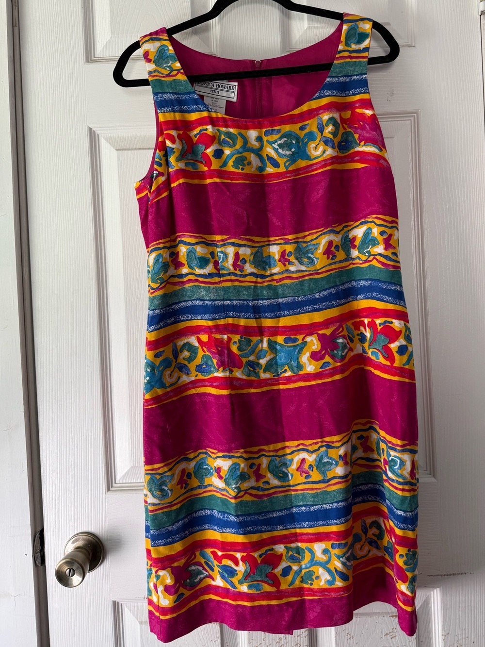 Vintage Sleeveless Sheath Dress Colorful Geometric Size Medium P Jessica Howard